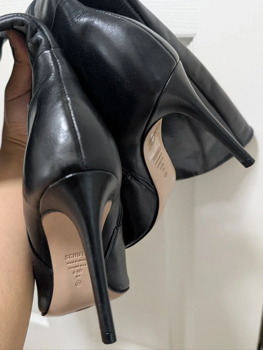 NWOB SCHUTZ MIKKI UP BOOT Black Over-the-Knee Pointed-Toe Stiletto Boot Size 8.5